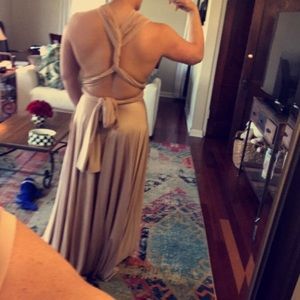 BHLDN Gold Convertible Maxi Dress